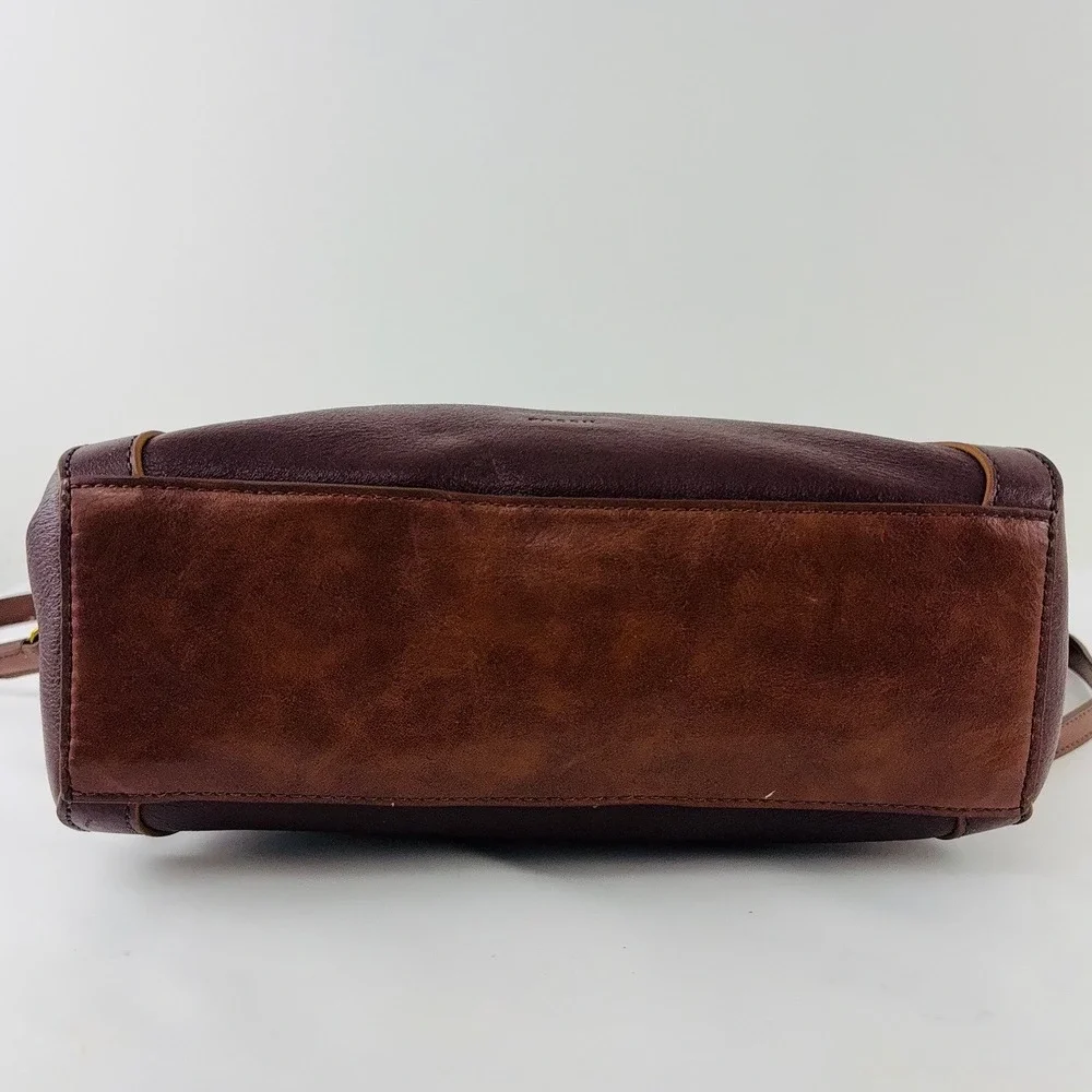 Fossil Felicity Satchel Dark Burgundy Pebbled Leather Crossbody Bag